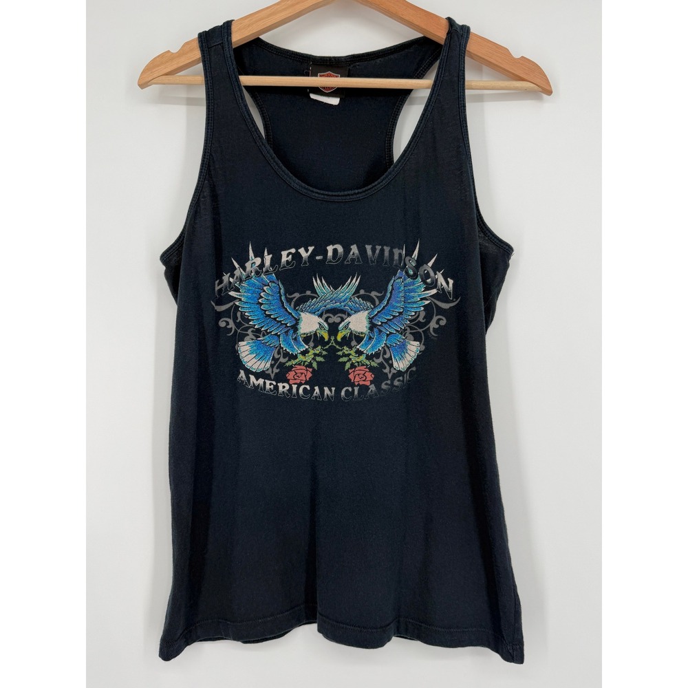 Harley Davidson Women's Black Eagle American Classic Glitter Tank Top 2010